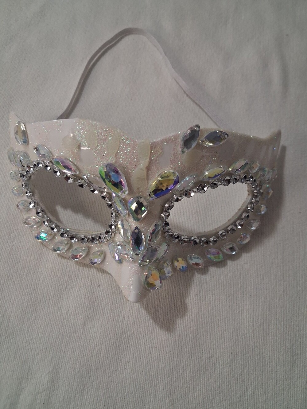 White Jeweled Venetian Eye Mask - Women Accessories Halloween